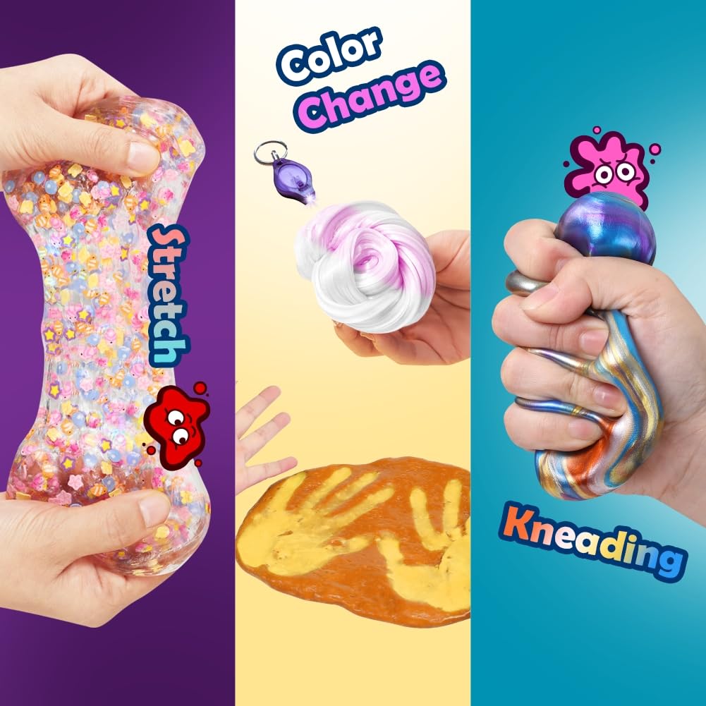 WATERELF non-sticky, soft putty stays easy to handle during play.