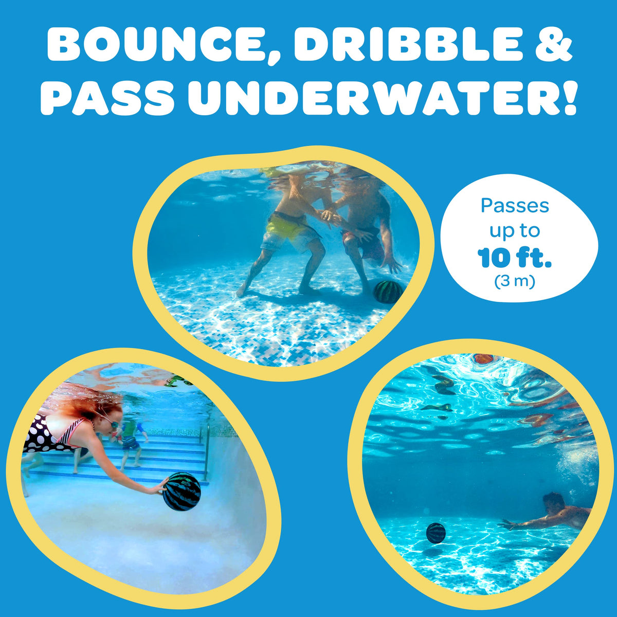 Watermelon Ball diving play adds excitement to pool activities.