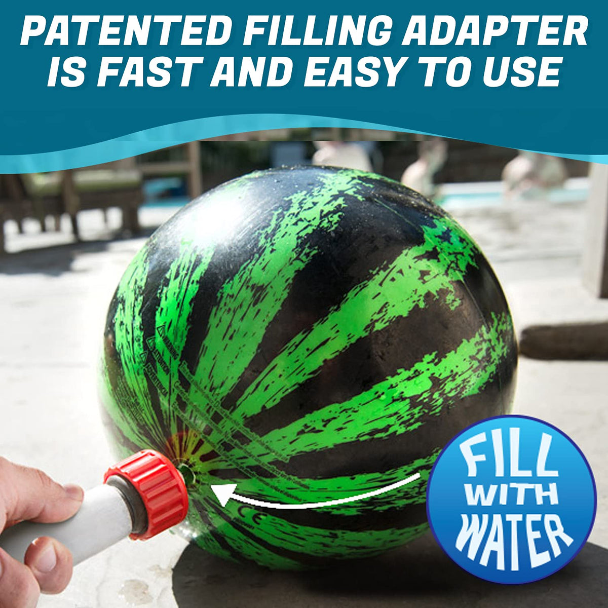 Watermelon Ball inflation tool helps quick setup.