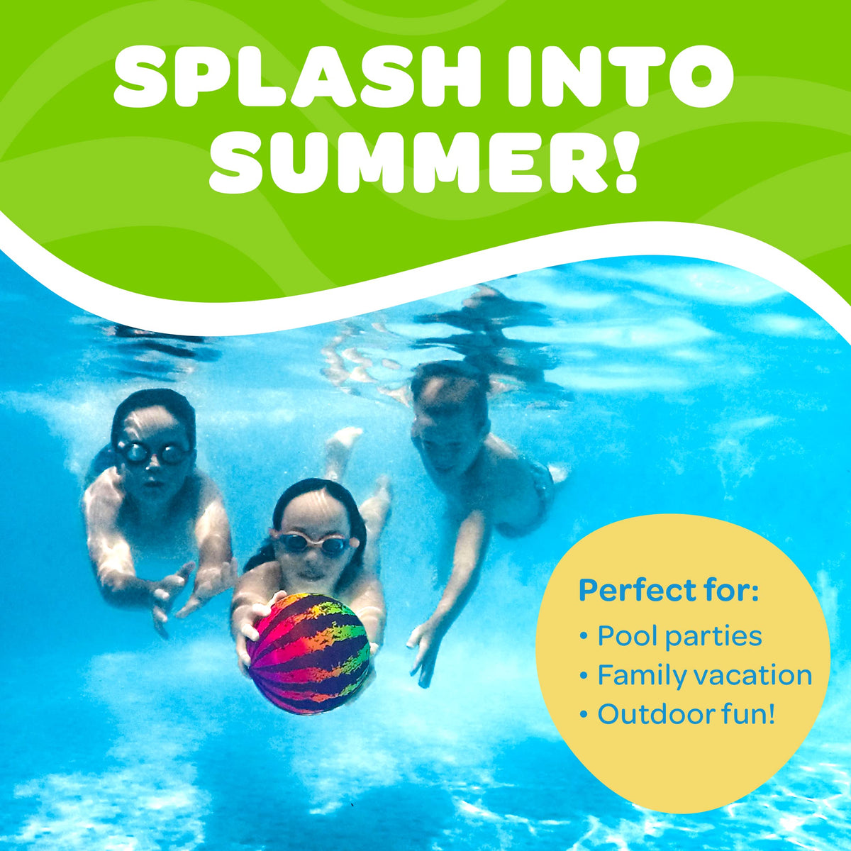 Watermelon Ball JR family-friendly pool toy ideal for beach outings.
