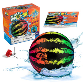 Watermelon Ball JR underwater dribble in a sunny pool for family fun.