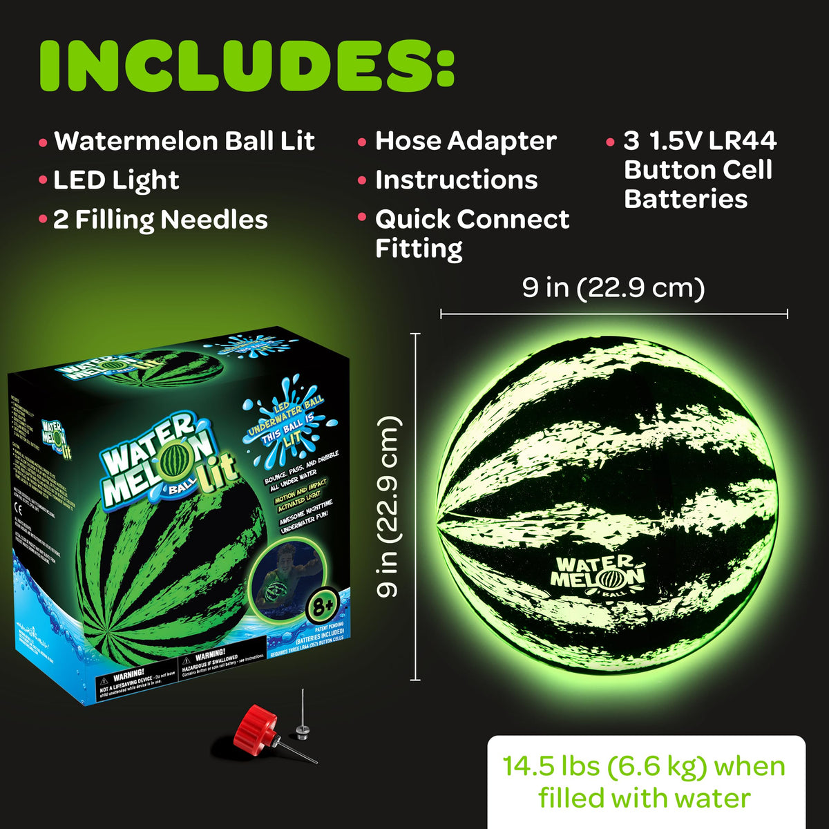 Watermelon Ball Lit versatile use for beach and pool settings