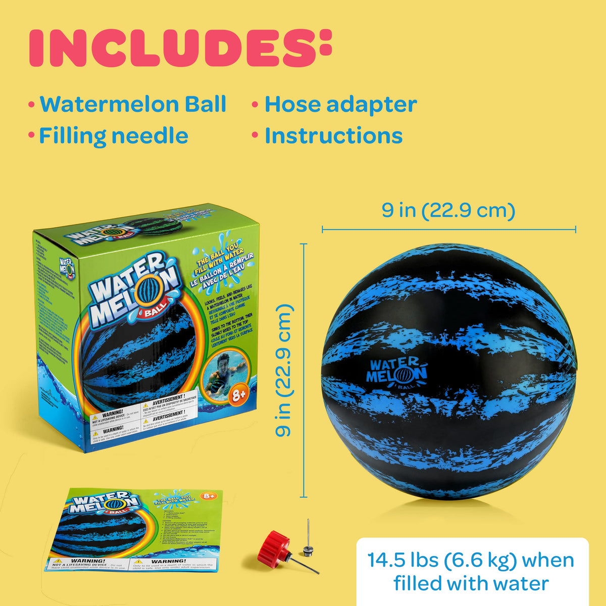 Watermelon Ball blue 9-inch ball for durable outdoor play.