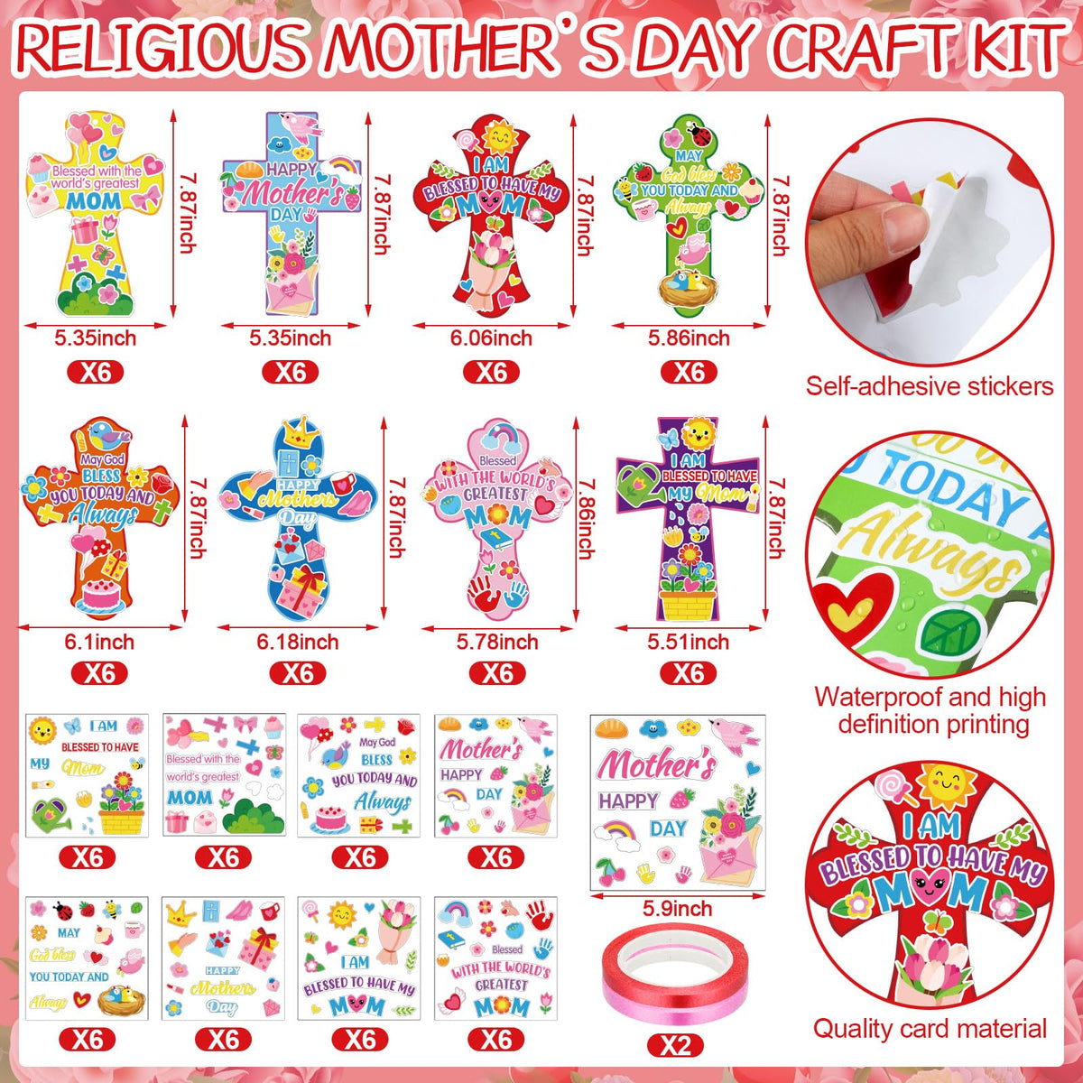 Watersay ready-to-hang cross ornament created from the kit