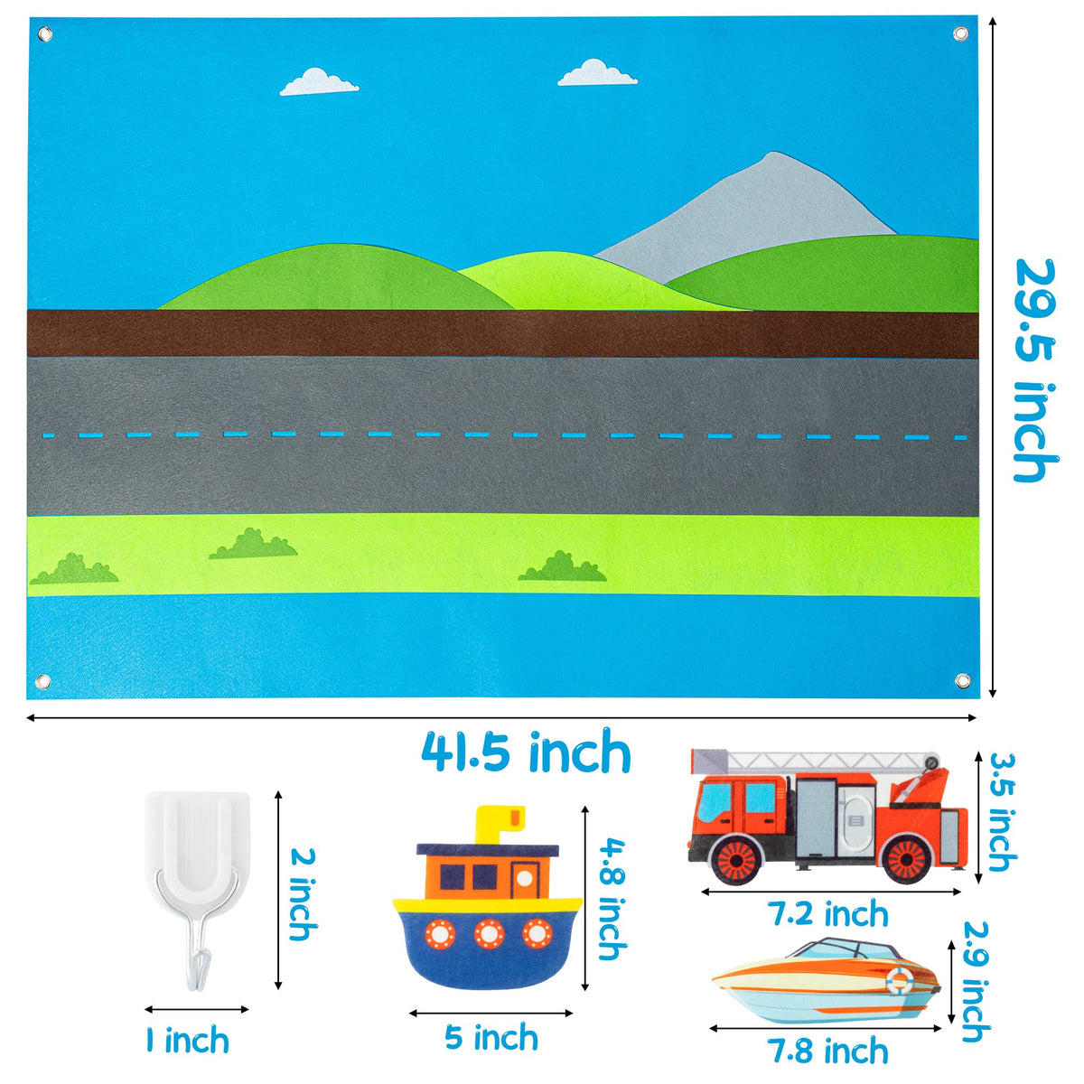 Watinc blue felt board serves as a reusable storytelling surface