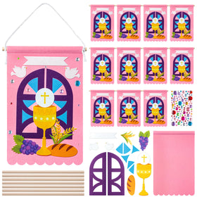 WATINC First Communion pink banner kit, pink banners ready for church decor.