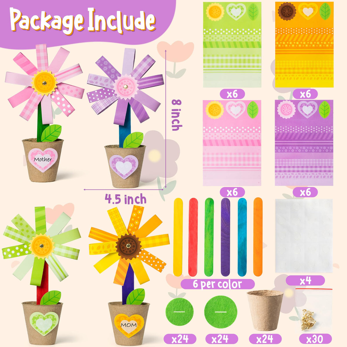 WATINC floral paper strip cards in four styles for colorful, personalized DIY projects.