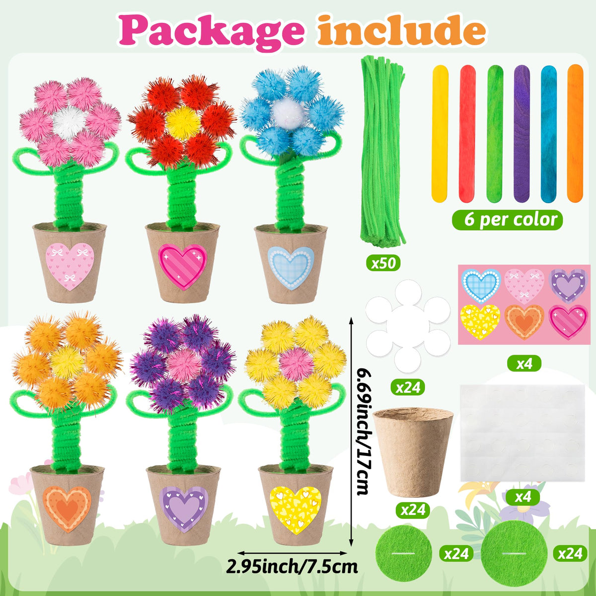 Watinc pom-pom flower design invites kids to personalize cheerful decorations.