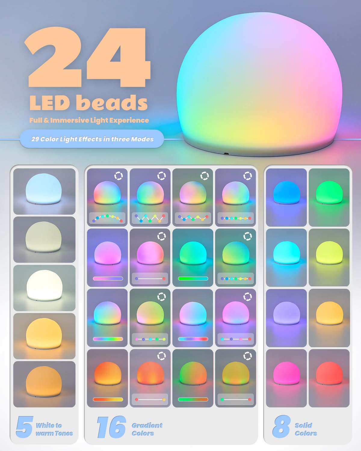 WattBubble Squishy Egg Night Light Pro in Pomodoro mode guides focus with gentle color cues