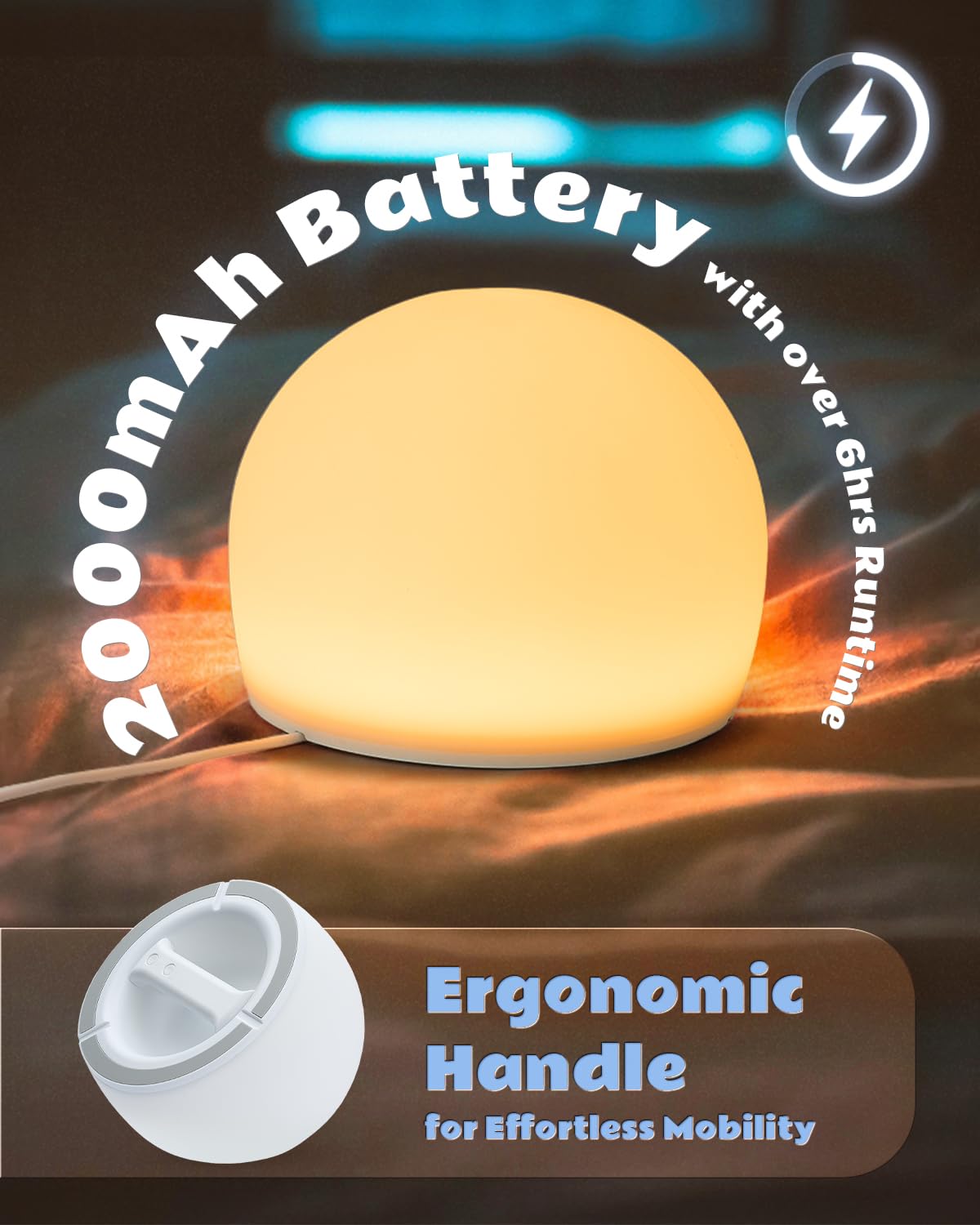 WattBubble Squishy Egg Night Light Pro Sleep mode dims gradually for a calm bedtime routine