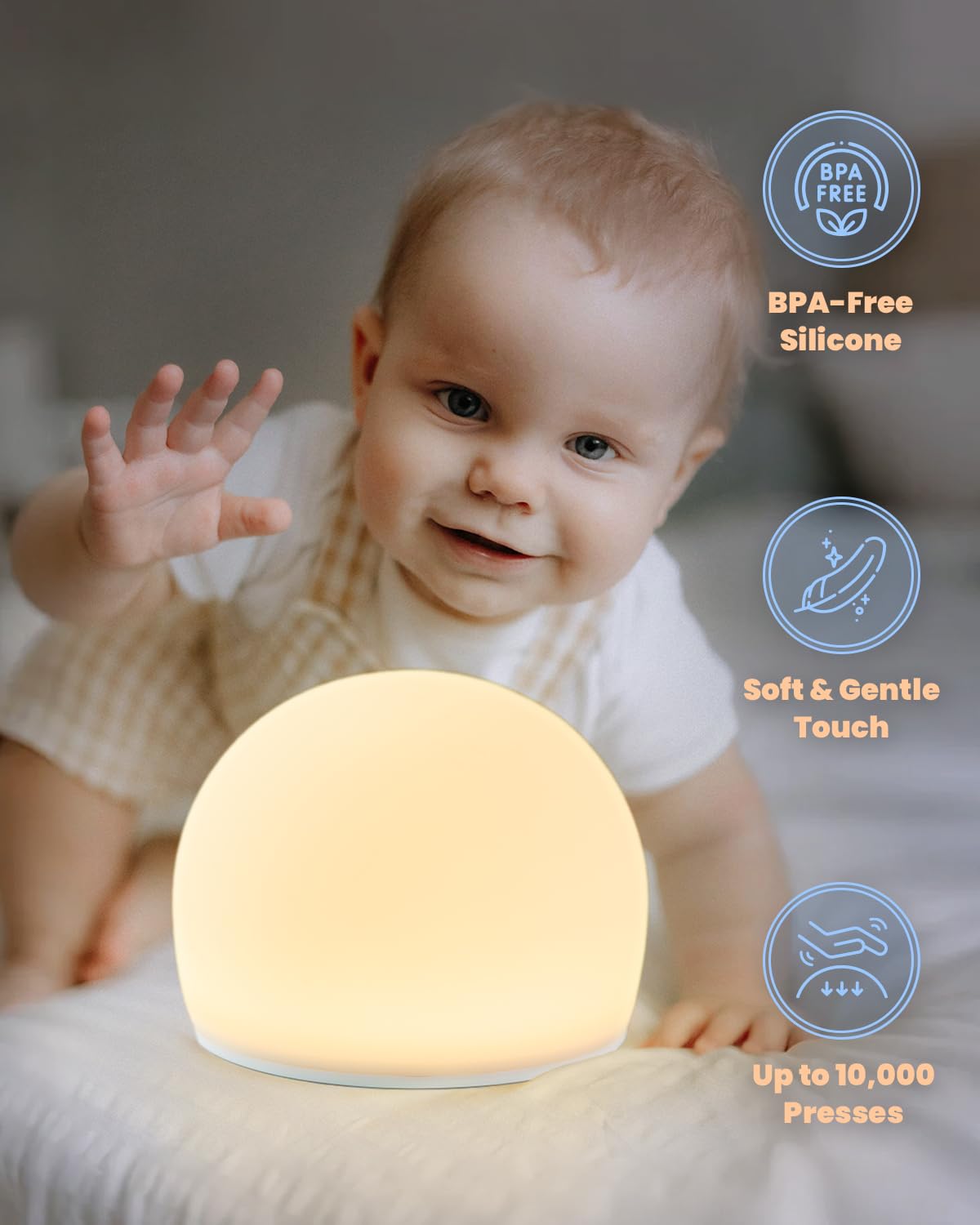 WattBubble Squishy Egg Night Light Pro's soft silicone body offers a safe grip during handling