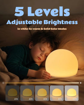 WattBubble Squishy Egg Night Light Pro being tapped reveals vivid color effects for sensory play
