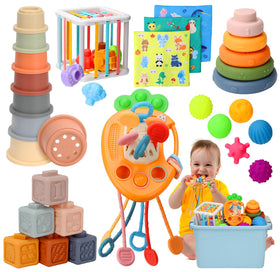 Wattne Montessori 7-in-1 toy set offers tactile exploration and color recognition for babies.