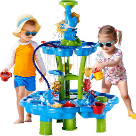 WATUDOU 3-in-1 flower-shaped water table top view for easy setup and imaginative play.
