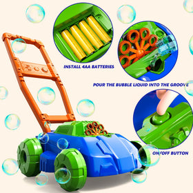 WATUDOU Bubble Lawn Mower assembly with detachable handle for storage.