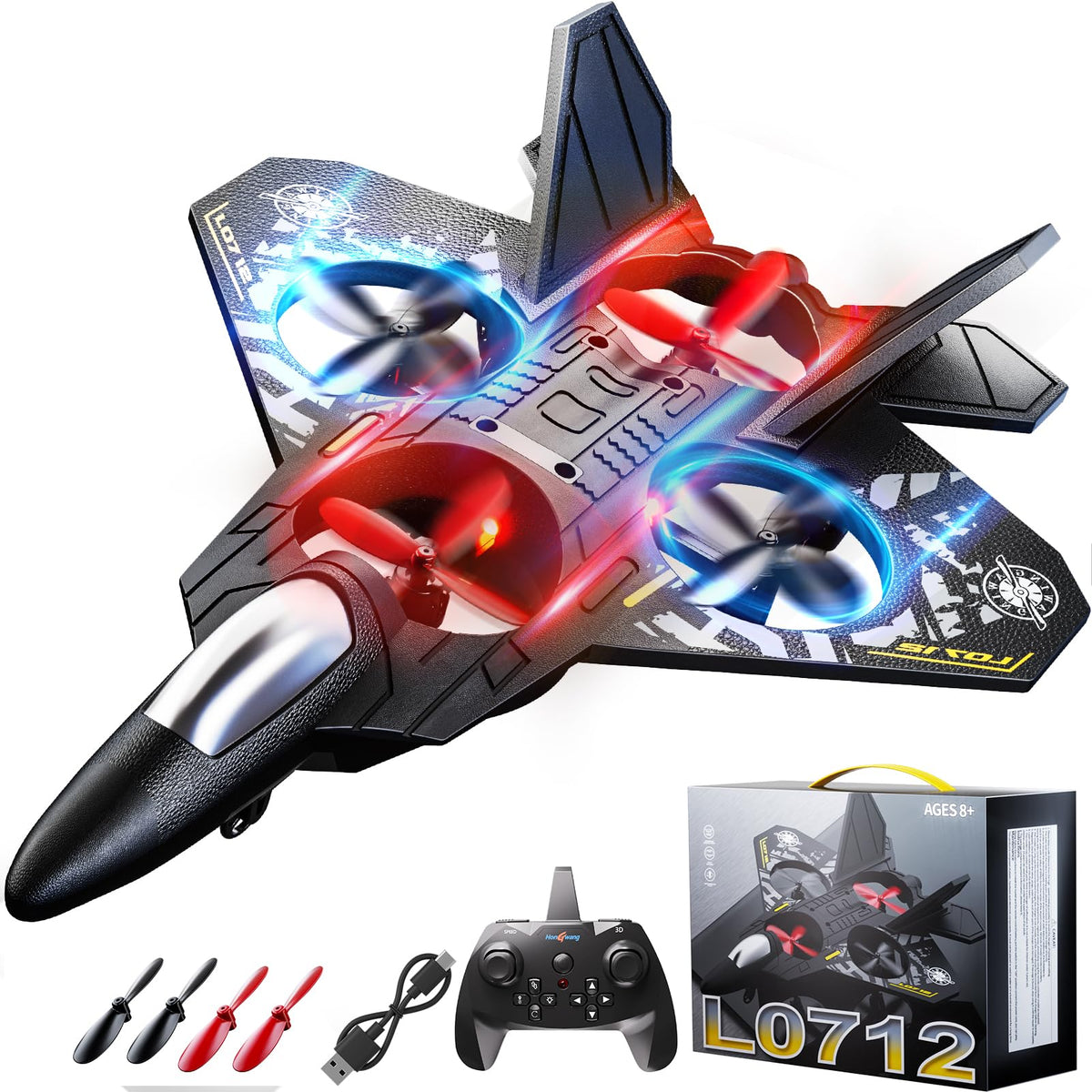 WATUDOU Foam RC Airplane front view highlights compact, beginner-friendly design.