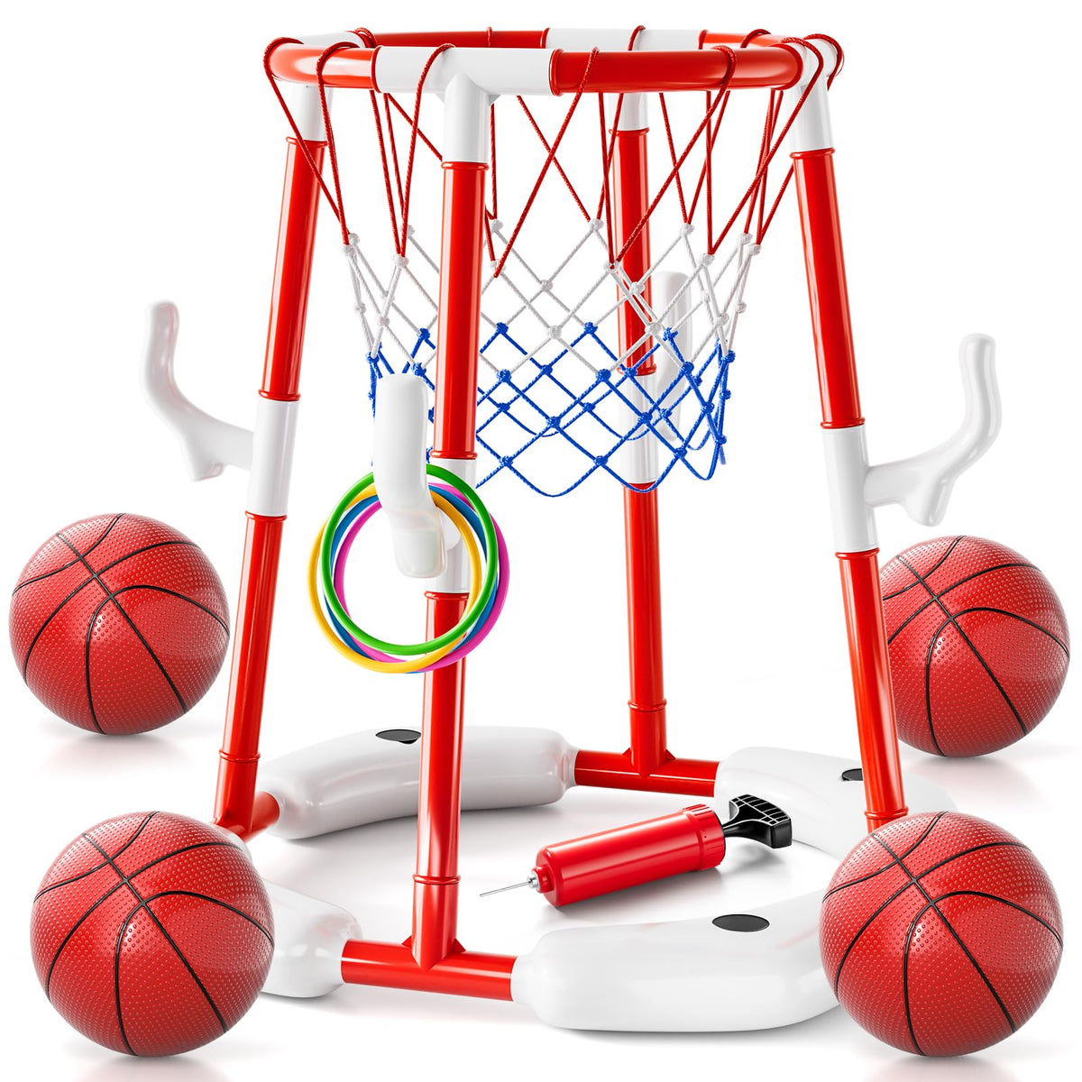 WATUDOU pool basketball hoop set ready for family pool party play