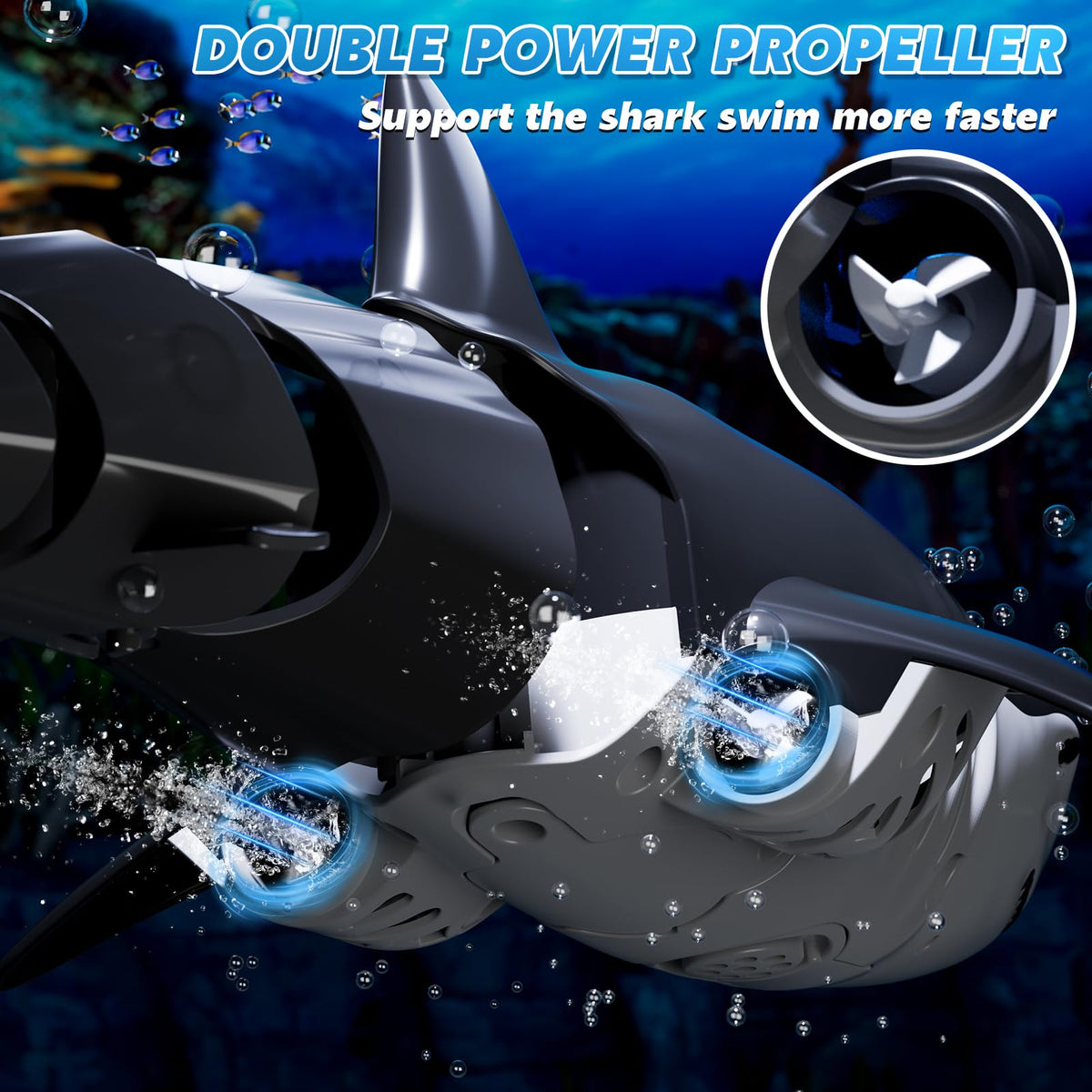 Watudou RC shark with lights and spray for nighttime adventures