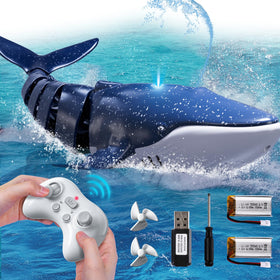 Watudou RC whale shark toy gliding in pool for interactive water play
