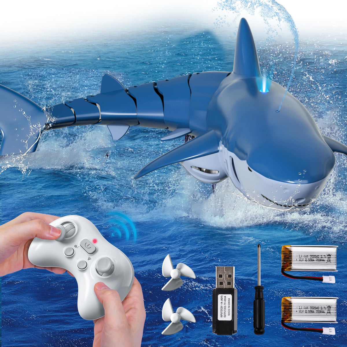 Watudou remote-control shark toy swimming in water for kids