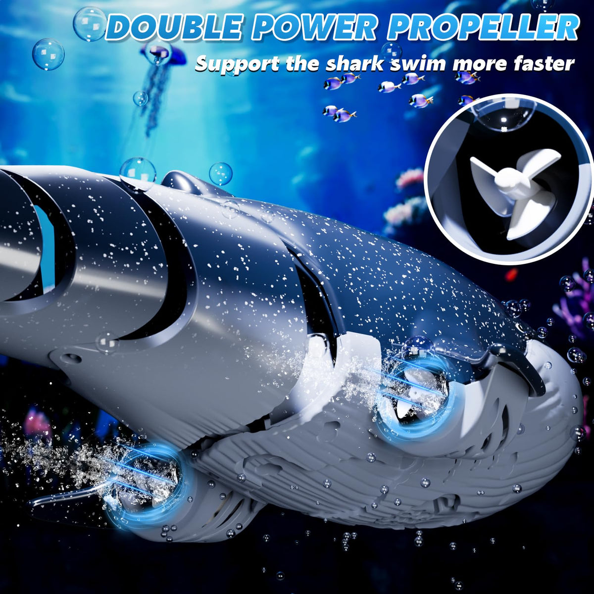 Watudou waterproof RC shark designed for pool and tub play