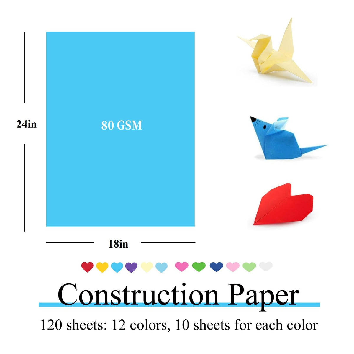 WAUPPY blue construction paper for bold drawings and folding projects