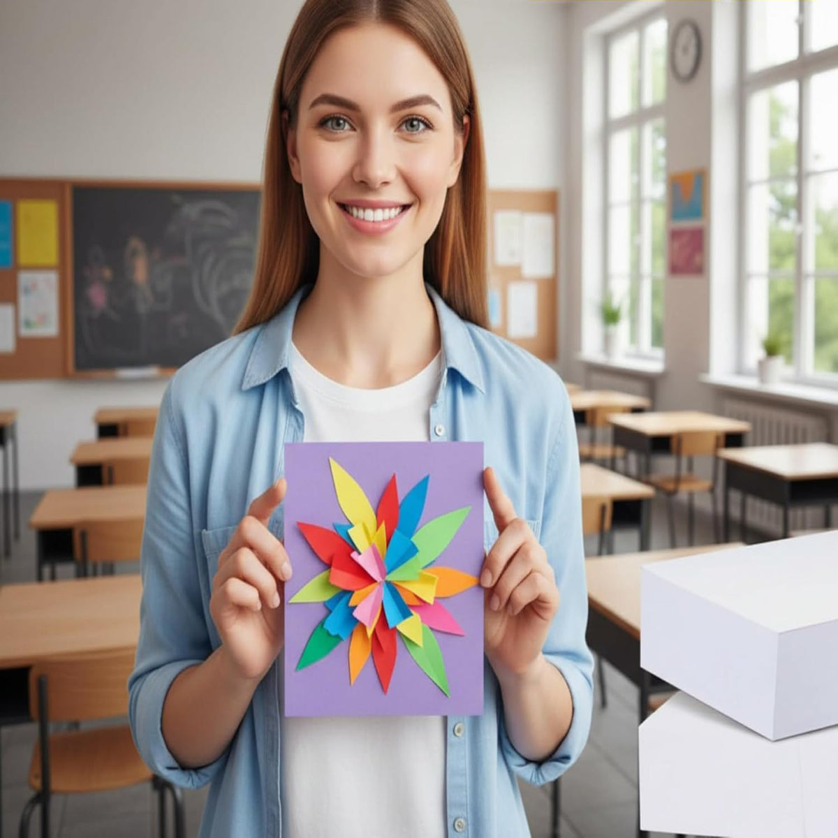 WAUPPY white construction paper provides a clean background for cutouts and crafts