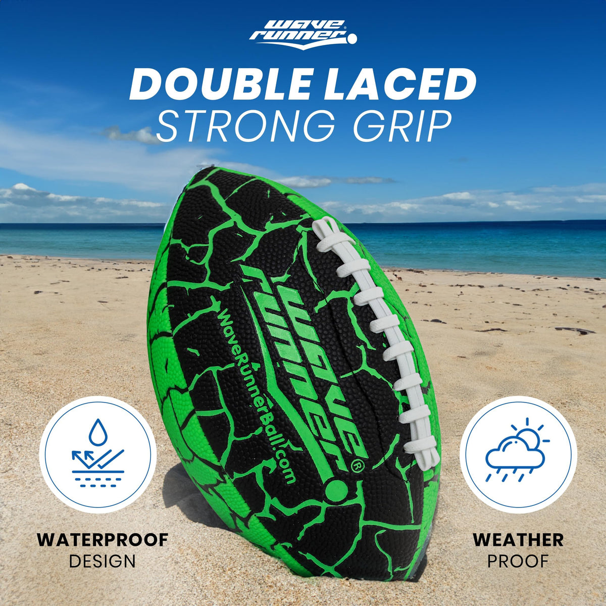 Wave Runner Grip It football at poolside for splashy, family-friendly water games.