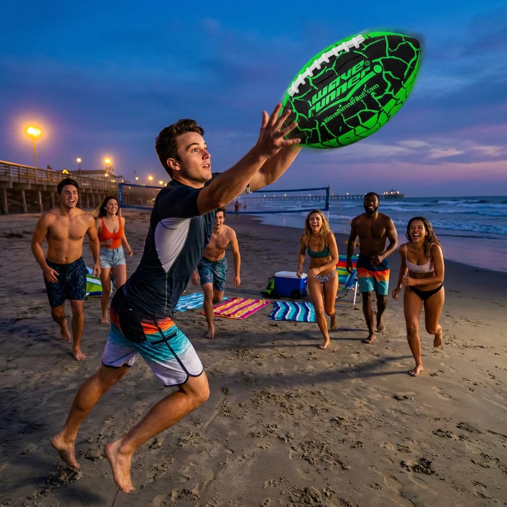 Wave Runner Grip It football shows durable double-lace stitching for lasting outdoor fun.
