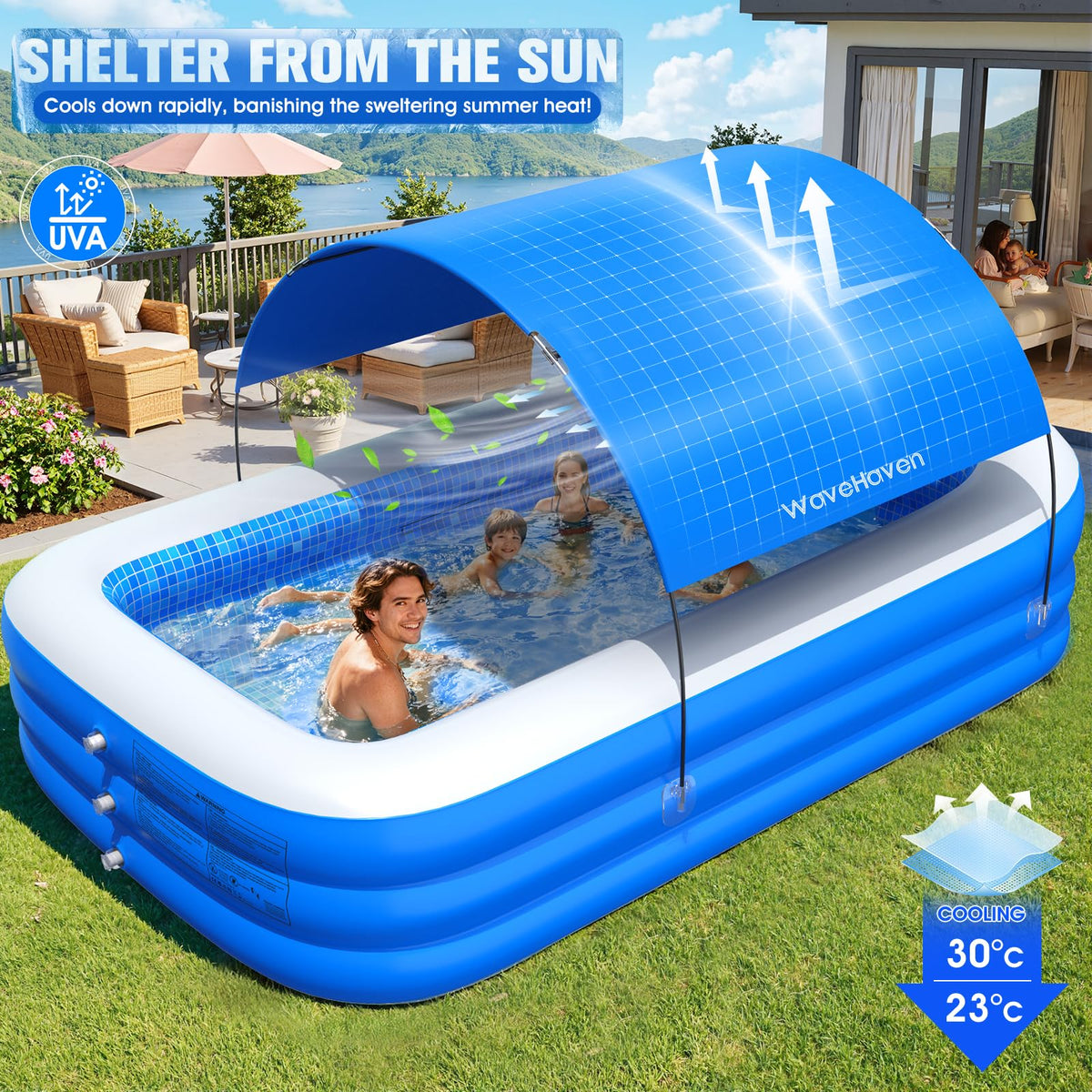 WaveHaven pool interior mosaic imitates premium resort pools for a stylish vibe