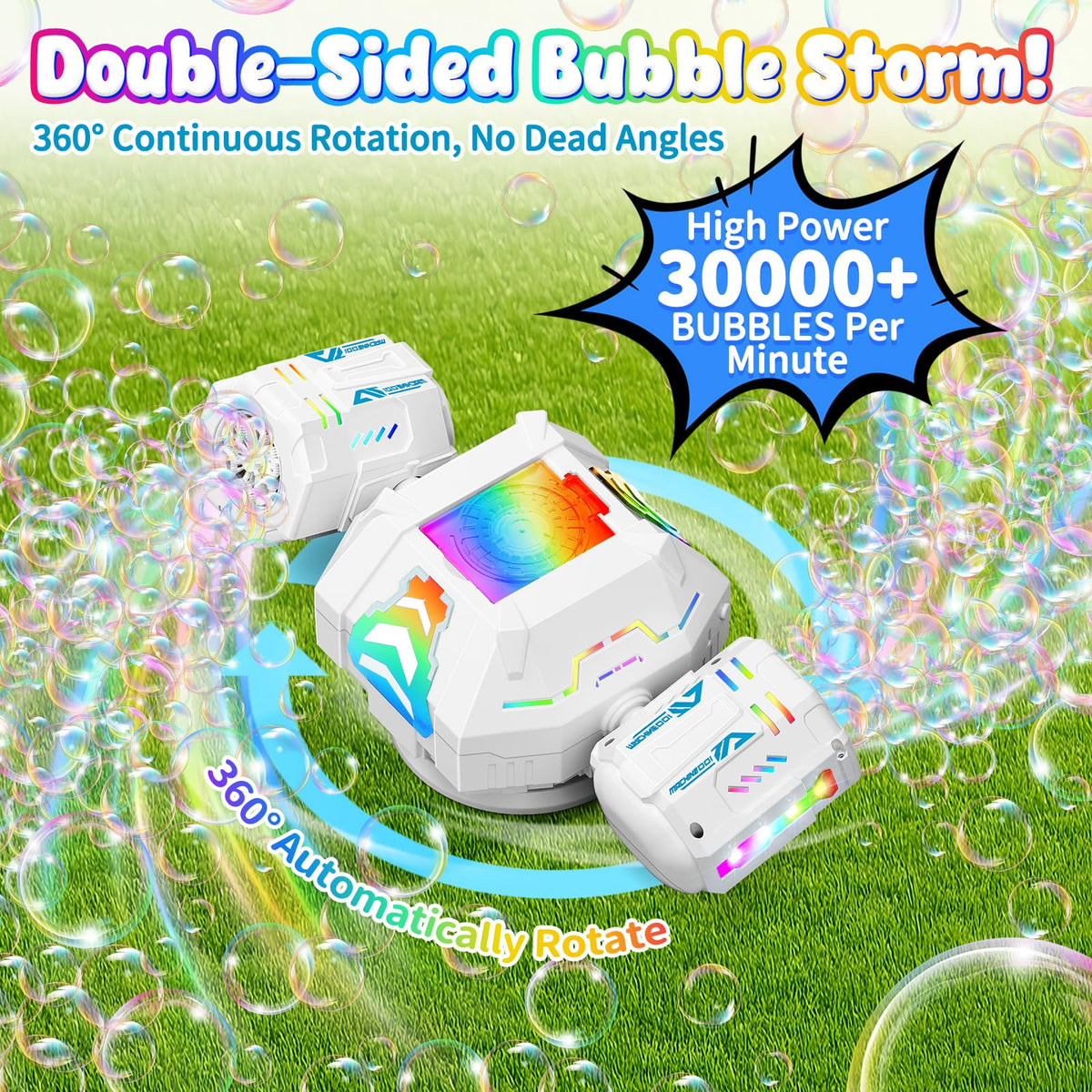 WAVISA bubble machine delivers full coverage with 360° rotation