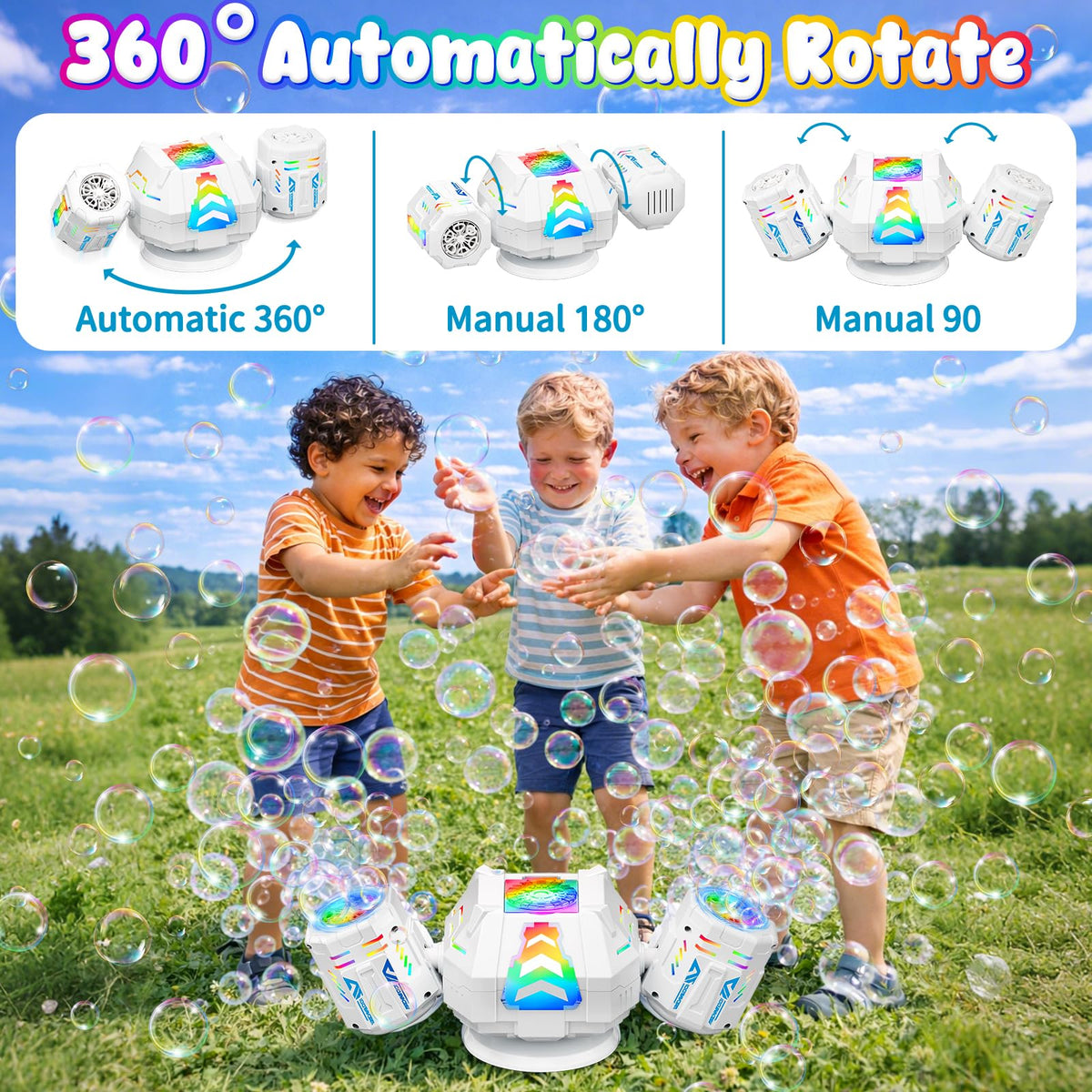 WAVISA bubble machine features 9-mode RGB lights for glow