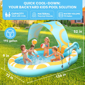 WavYoo Inflatable Pool with Soft Buffer Slide for safe sliding.