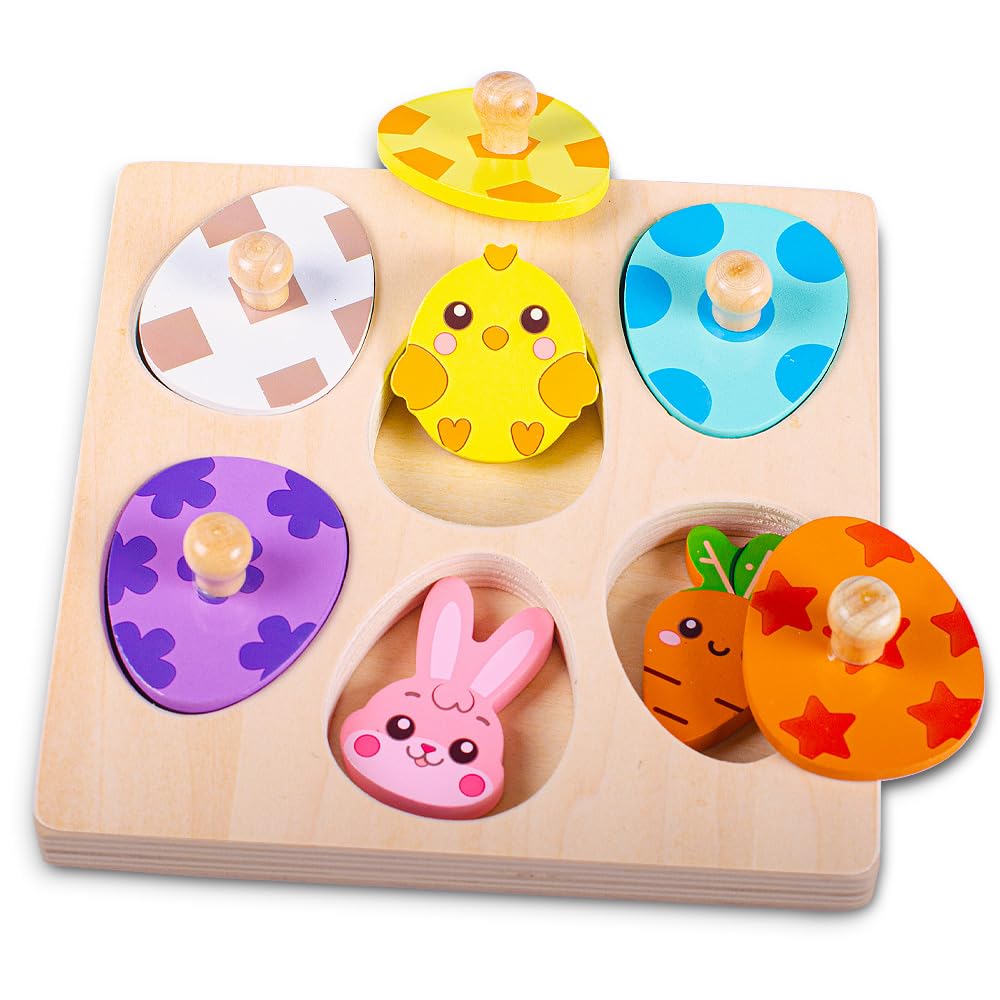Waybla Easter peg puzzle Bunny cover reveals colors and surprises.