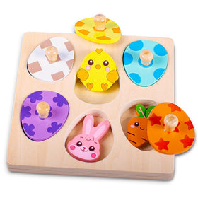 Waybla Easter peg puzzle Bunny cover reveals colors and surprises.