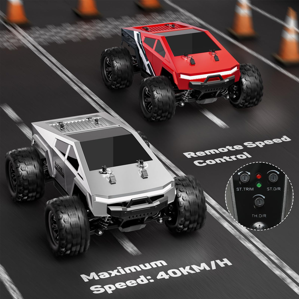 WayEee 1:18 fast RC car side profile on rugged terrain