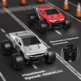 WayEee 1:18 fast RC car side profile on rugged terrain
