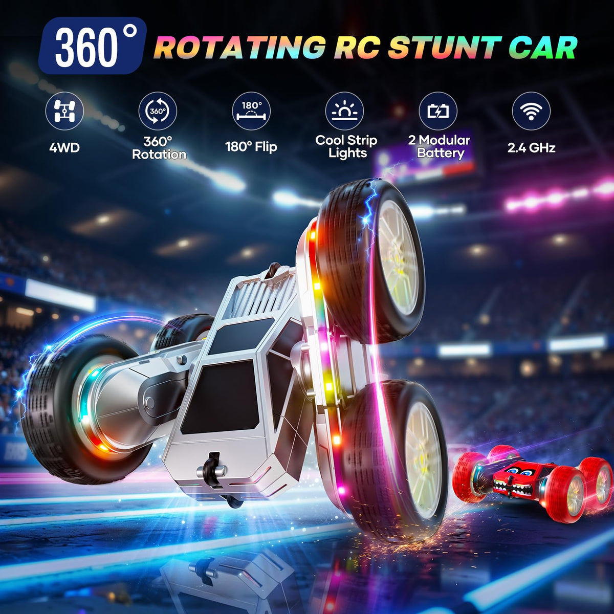 WayEee RC car dual‑sided design ready for flips