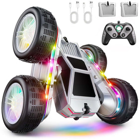 WayEee remote control car performing 360 flips with LED lights
