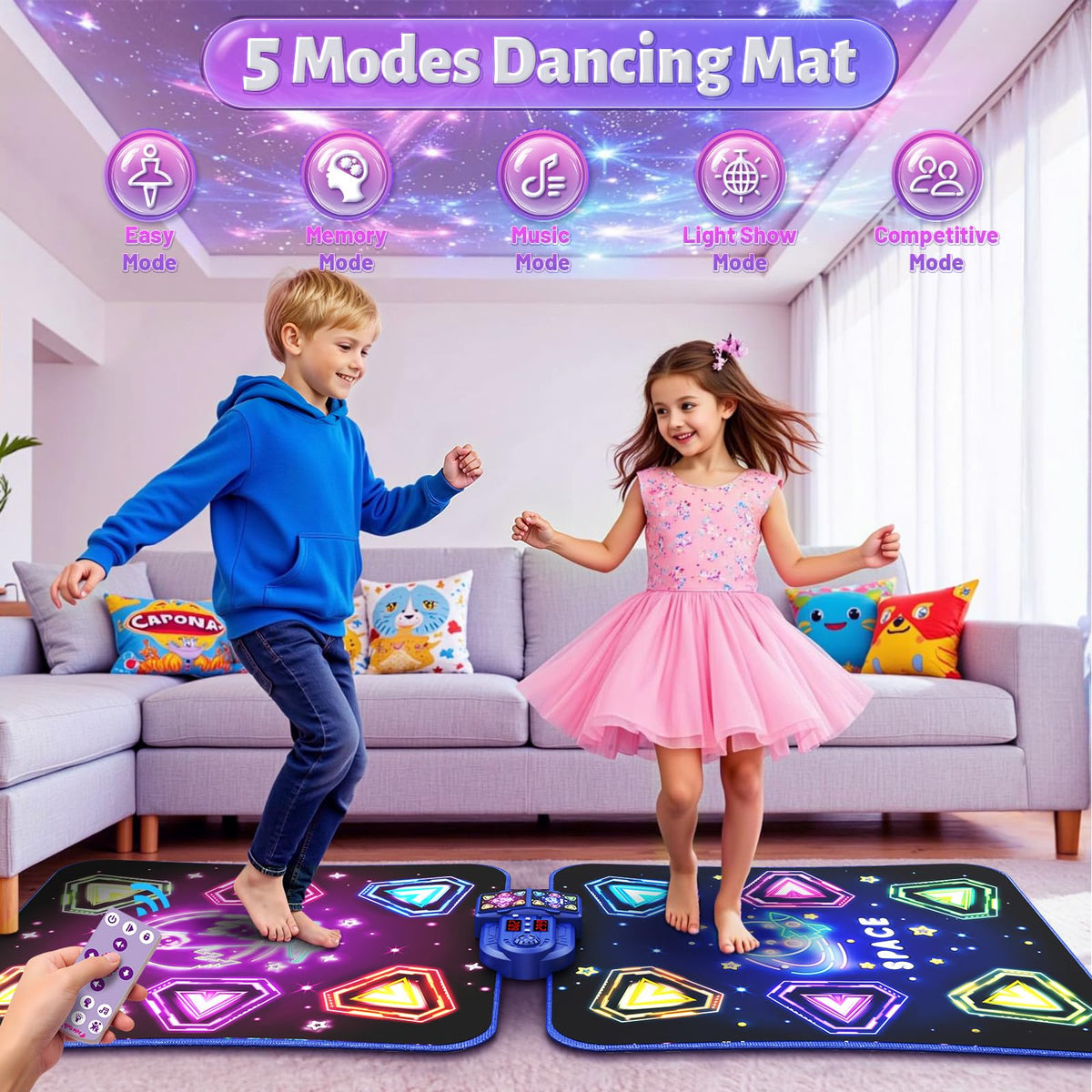 Five modes on the Waykee Dance Mat offer varied gameplay and challenge.
