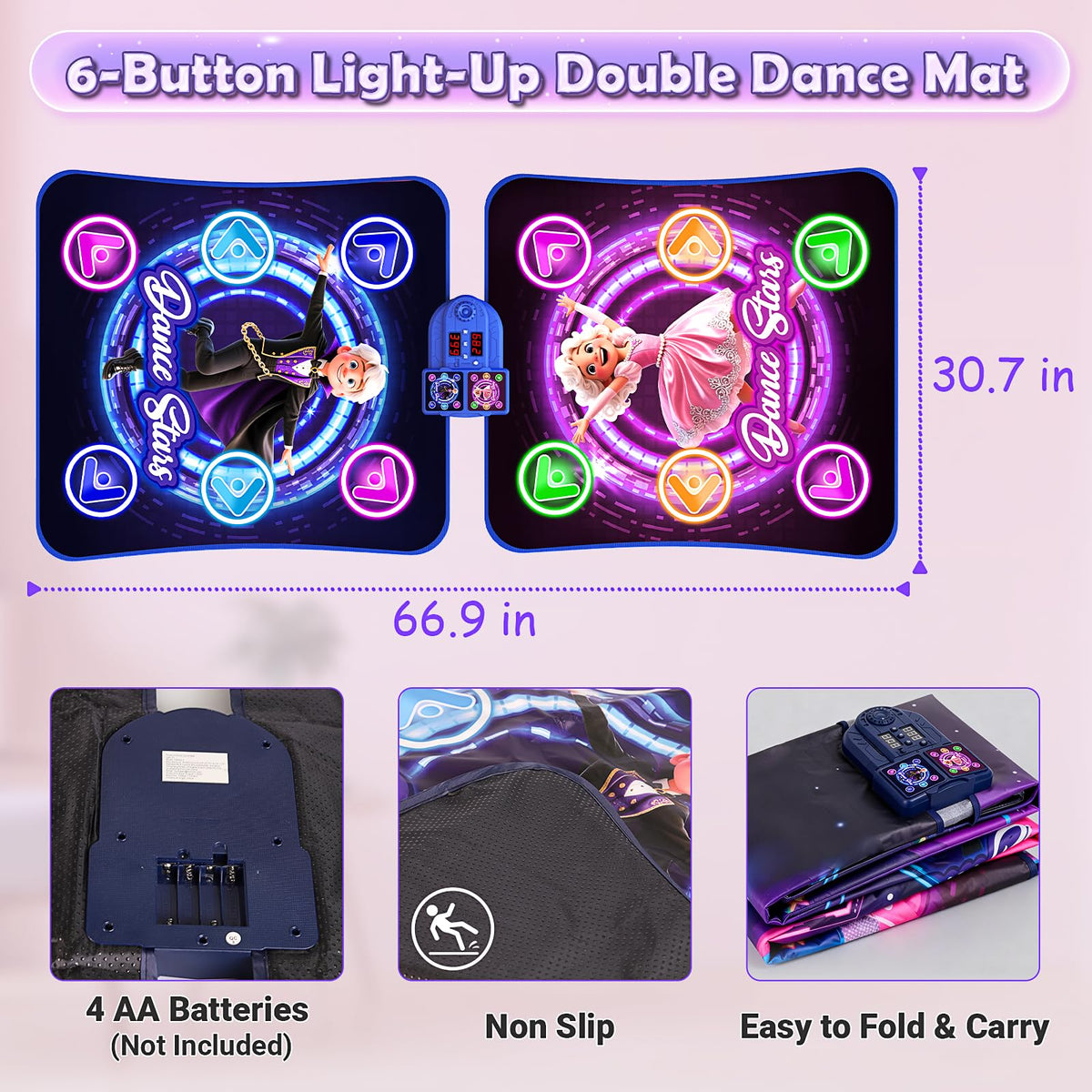 WAYKEE Dance Mat offers five game modes for varied fun and challenge.