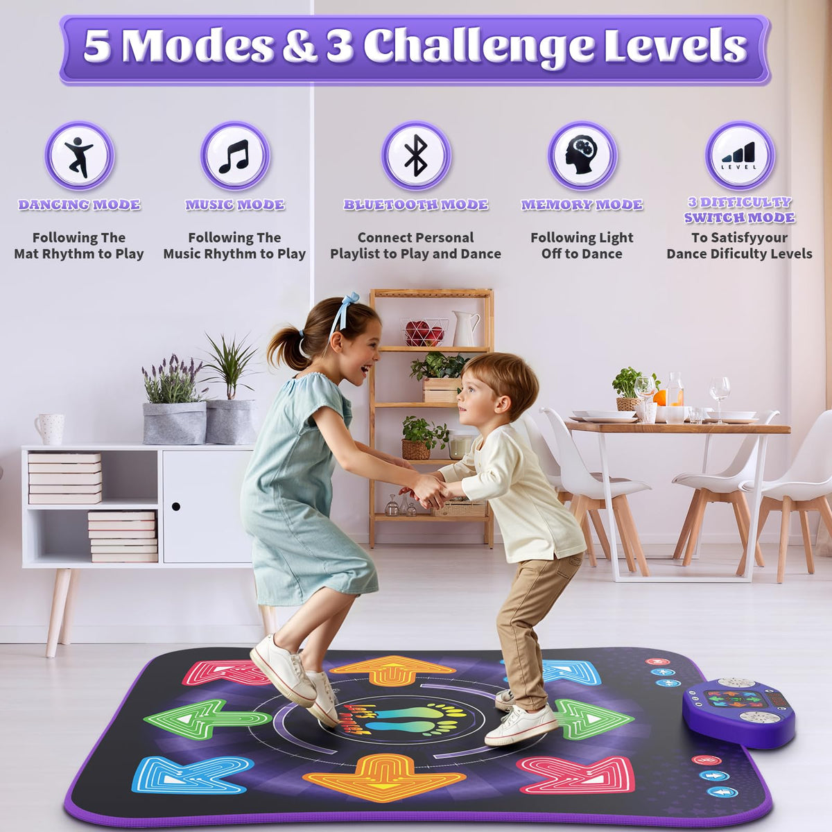 WAYKEE dance mat folds flat for easy storage after playtime