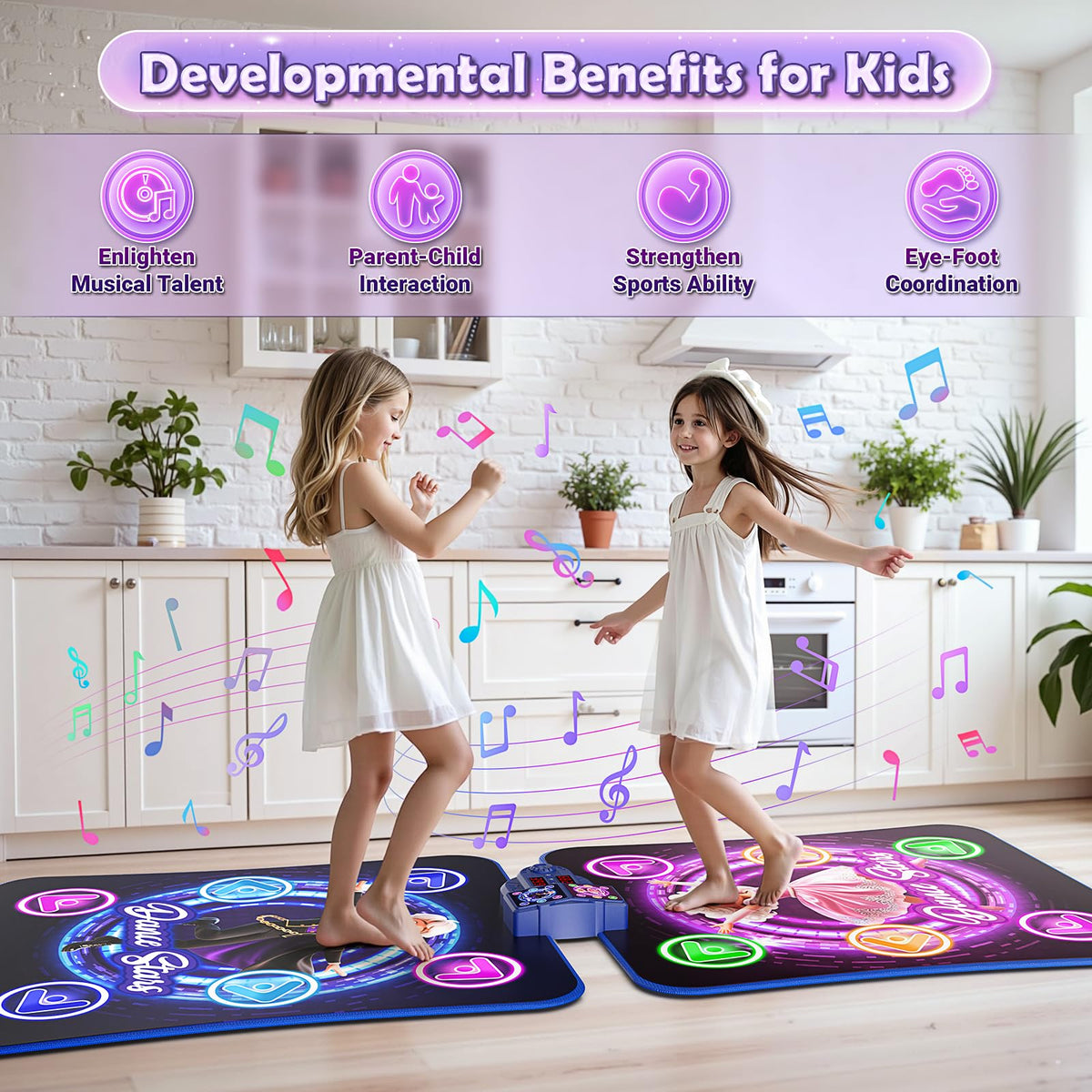 WAYKEE Dance Mat uses safety-certified vinyl for durable, kid-friendly use.