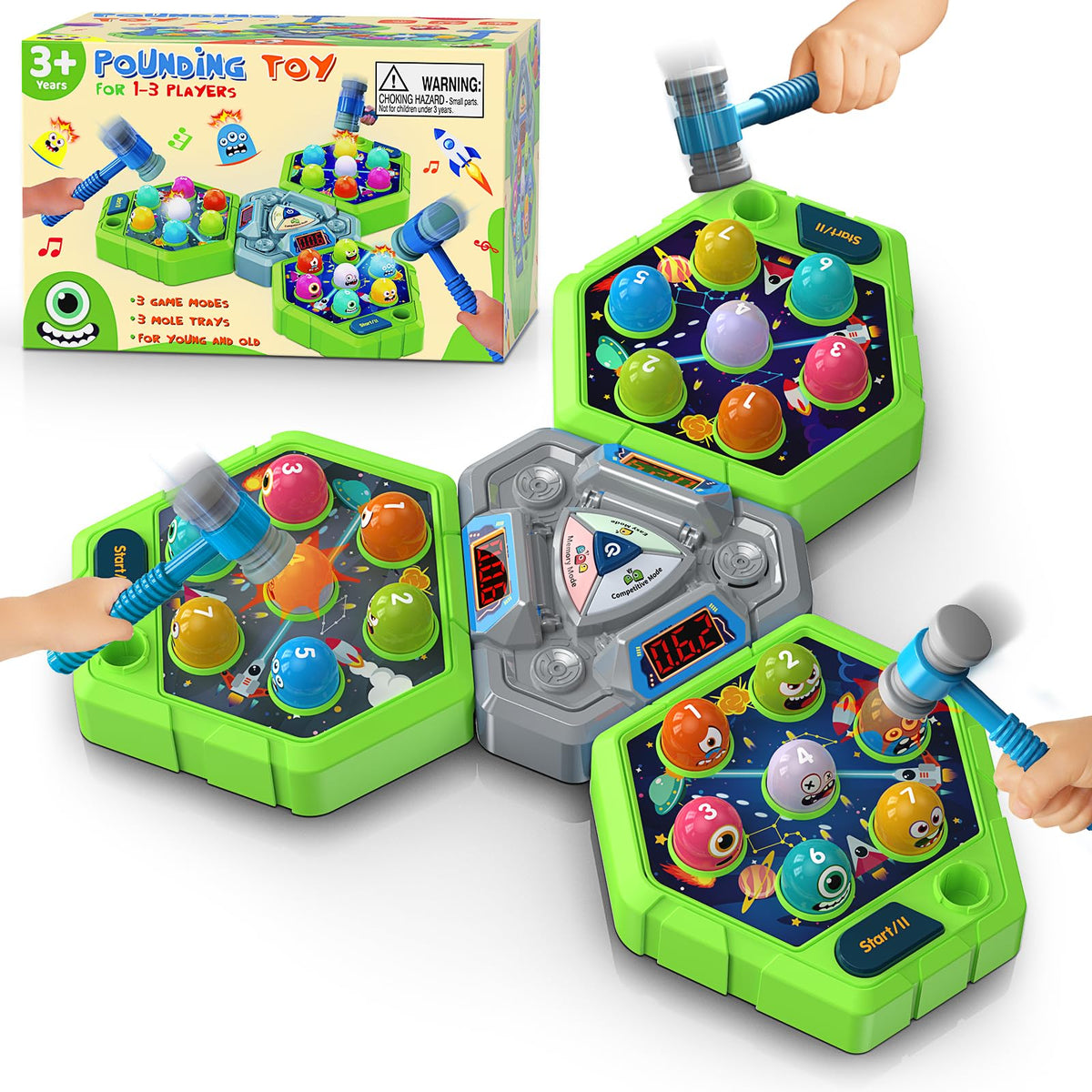 WAYKEE Whack Game Mole with hammers for energetic play and quick reflexes