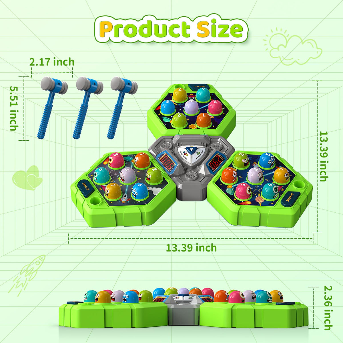WAYKEE Whack Game Mole score displays track child progress during play