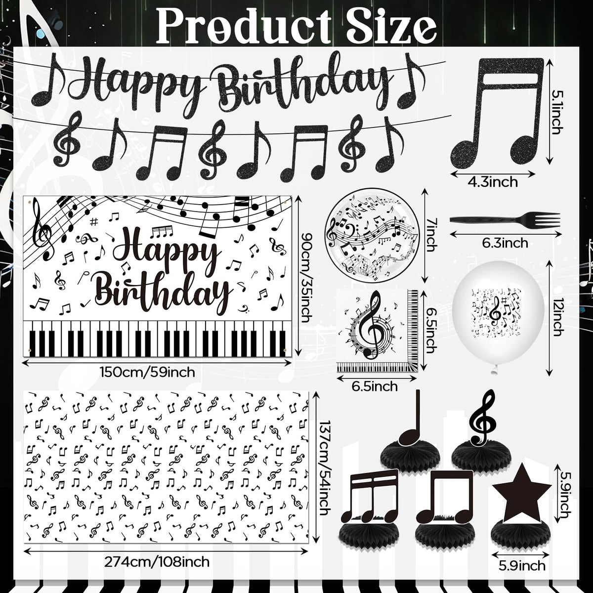 Wayyogh 7-inch musical-note plates keep meals neat with on-theme style.