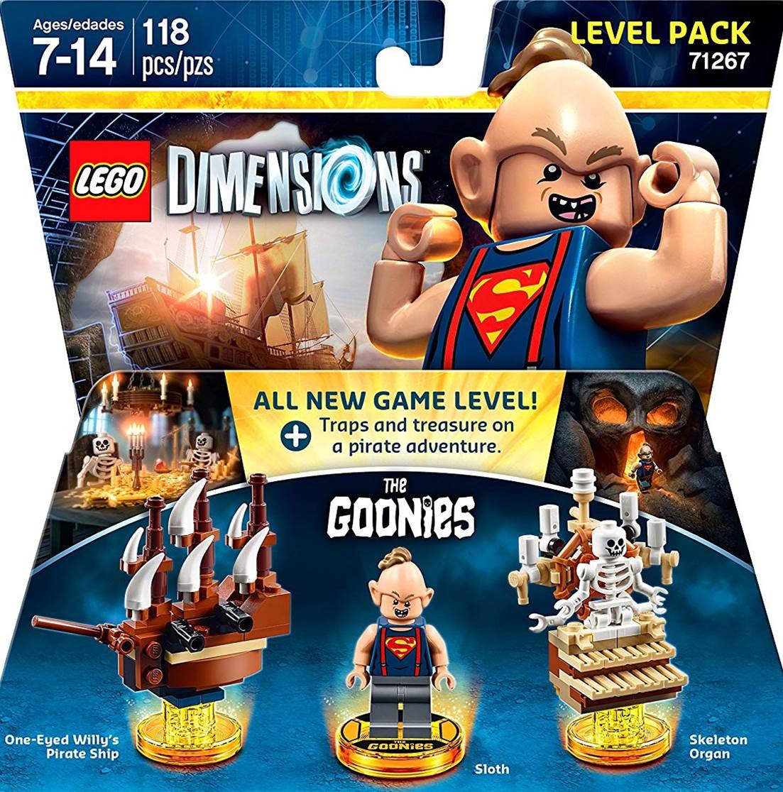 WB LEGO Dimensions Goonies Sloth build showing wall-smashing action for imaginative play.