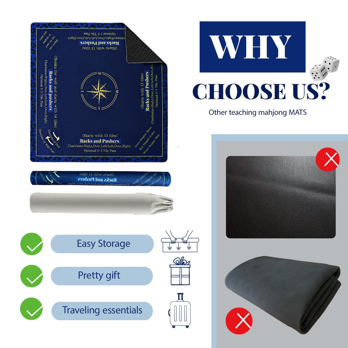 WBUTXQD Non-slip backing keeps the mat steady during rounds.