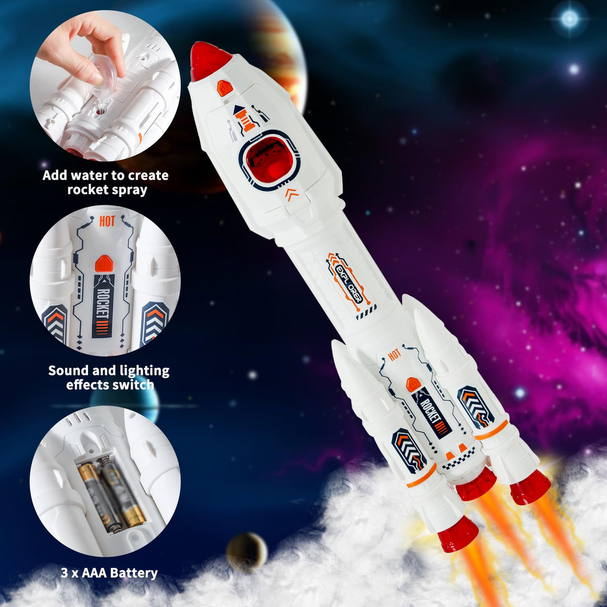 Wbzle astronaut figures support role-play and collaborative space adventures.