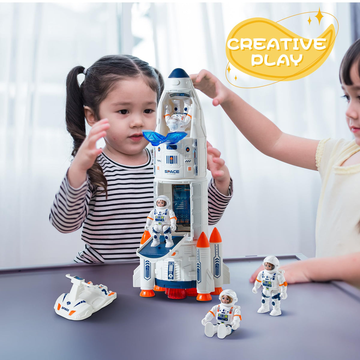 Wbzle astronaut figurines in space promote storytelling and fine motor skills during playtime